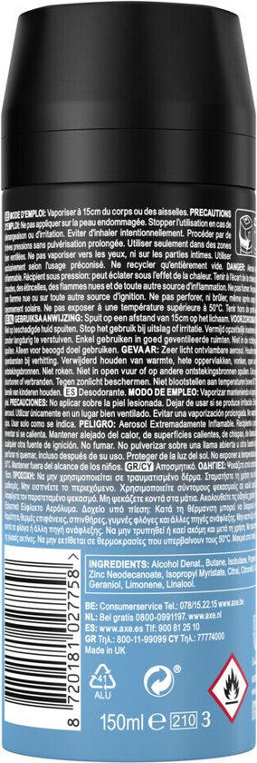 Déodorant spray pour le corps AXE - Ice Chill - au parfum irrésistible - 150 ml
