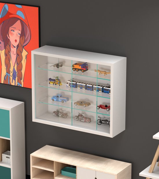 Vitrine debout vitrine murale suspendue - portes coulissantes - 50 x 40 x 13 cm