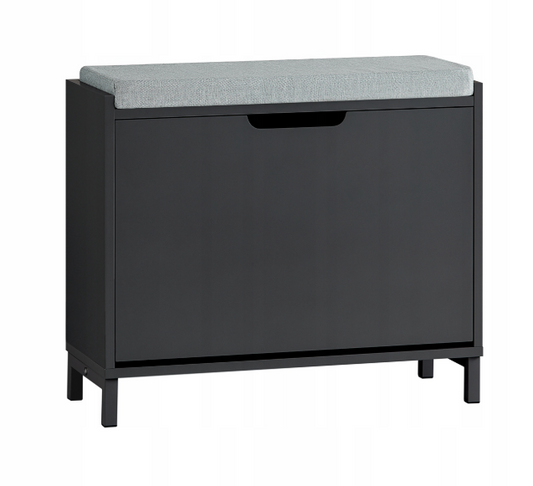 SoBuy Meuble à chaussures - Porte pliante avec 2 étagères réglables - Capacité de 113 kg - 60 x 24 x 52 cm - Noir