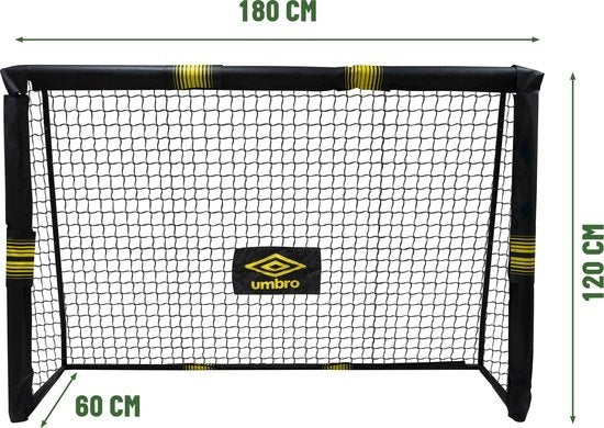 But de football Umbro - 180 x 120 x 60cm - But de football grand format - métal - noir/jaune