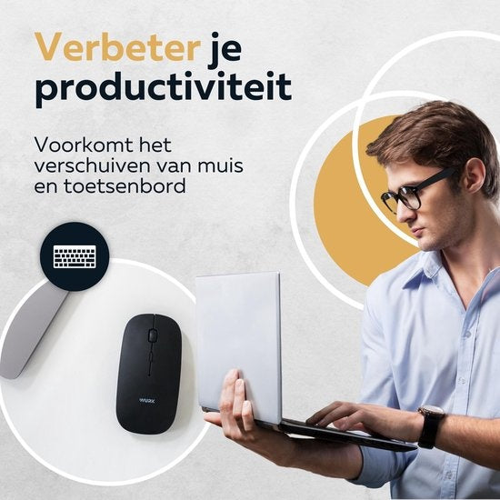 WURK Professional Desk Pad Transparent - Organisateur de bureau - Inclut un clip pour câble - 80x40
