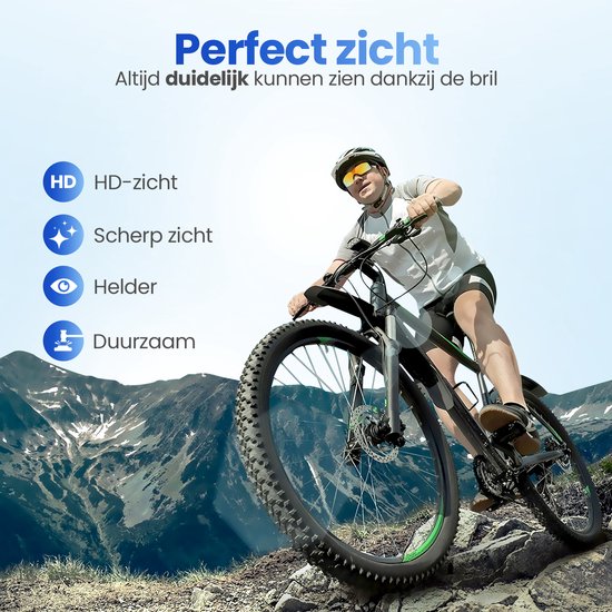 Garpex® Lunettes de cyclisme - Lunettes de sport - Lunettes de soleil homme - Cyclisme - Moto - Monture noire avec verre bleu