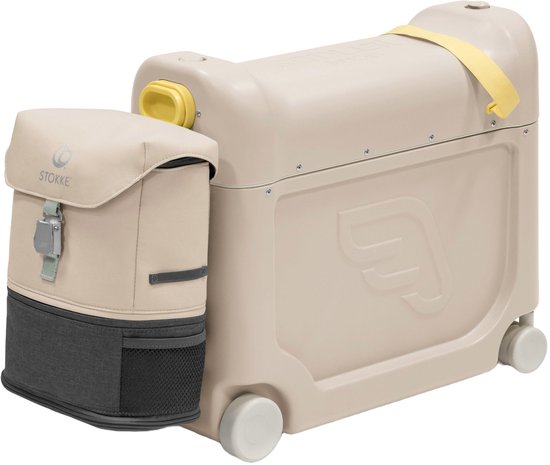 Stokke® JetKids™ Kit de voyage BedBox 46 cm, lot de 2 pièces - Valise à roulettes 4 roues (moonglow white)