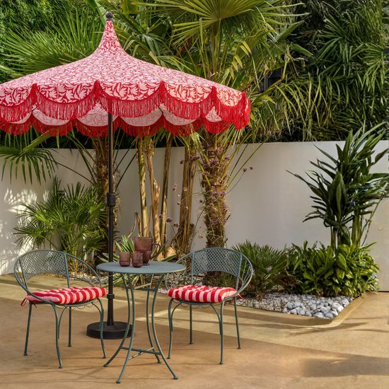 Mica Decorations Kelly Parasol avec sac de transport - Parasol à mât 238 x Ø235 cm - Parasol de jardin ou de balcon - Polyester, acier - Rouge