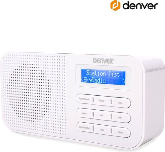 Denver DAB Radio - Radio de cuisine - Radio FM - Radio portable - Batteries et secteur - DAB42 - Blanc
