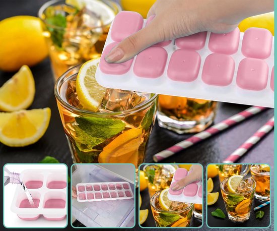 Loti Living Moule à glaçons - 4 pièces - Rose - Moules à glaçons - Moule à glaçons en silicone - Glaçons - Sans BPA