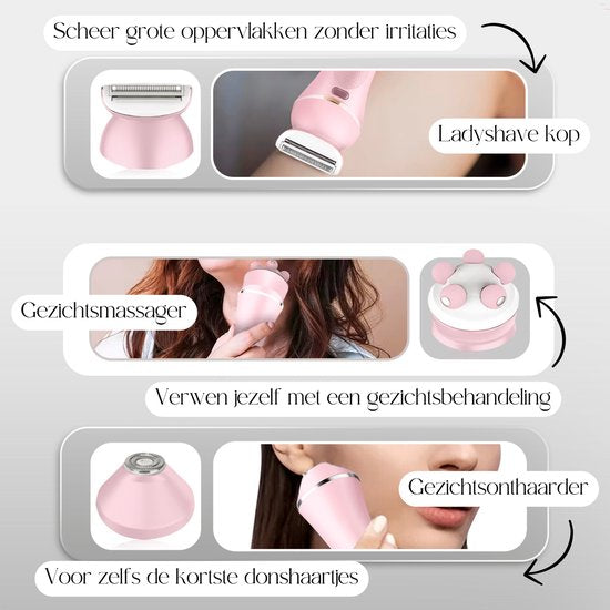 Sansbeauté® 7 in 1 rasoir pour femmes - visage - aisselles - jambes - épilateur - tondeuse pour femmes et dames - tondeuse bikini pour dames - rasoir femme