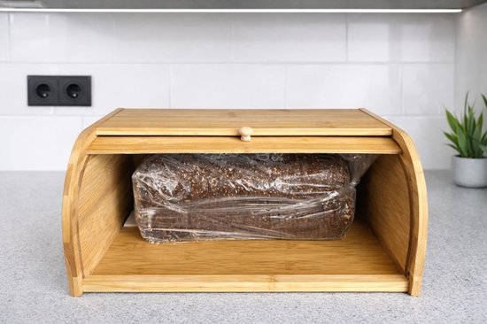 Boîte à pain Ceruzo en bambou – Boîte à pain avec volet coulissant – 38 cm