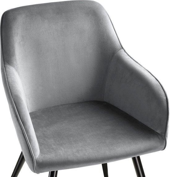 tectake® - Chaise - chaise de salle à manger - Marilyn aspect velours noir/gris - 403659