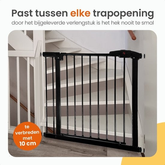 Barrière d'escalier pour enfants - Goliving - Fermeture Facile- Metal - 78 to 93 cm - Black
