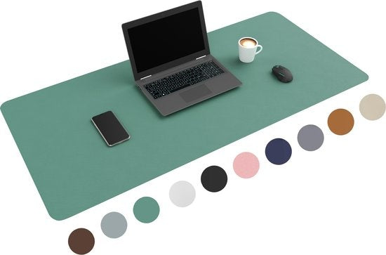 Sous-main professionnel en similicuir WURK - Organisateur de bureau - Inclut un clip pour câble - 120x60 - Turqoise