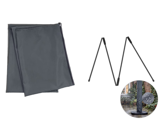 Housse de parasol Feel Furniture pour parasol Roma – 4 x 3 mètres – Imperméable, avec mât en fibre de verre – Gris foncé