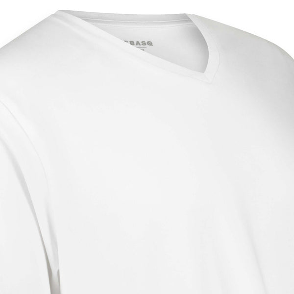 3x LebasQ Fit T-Shirt - Col en V Regular Fit - Blanc - Taille L - 180 g/m² - 95% coton BCI
