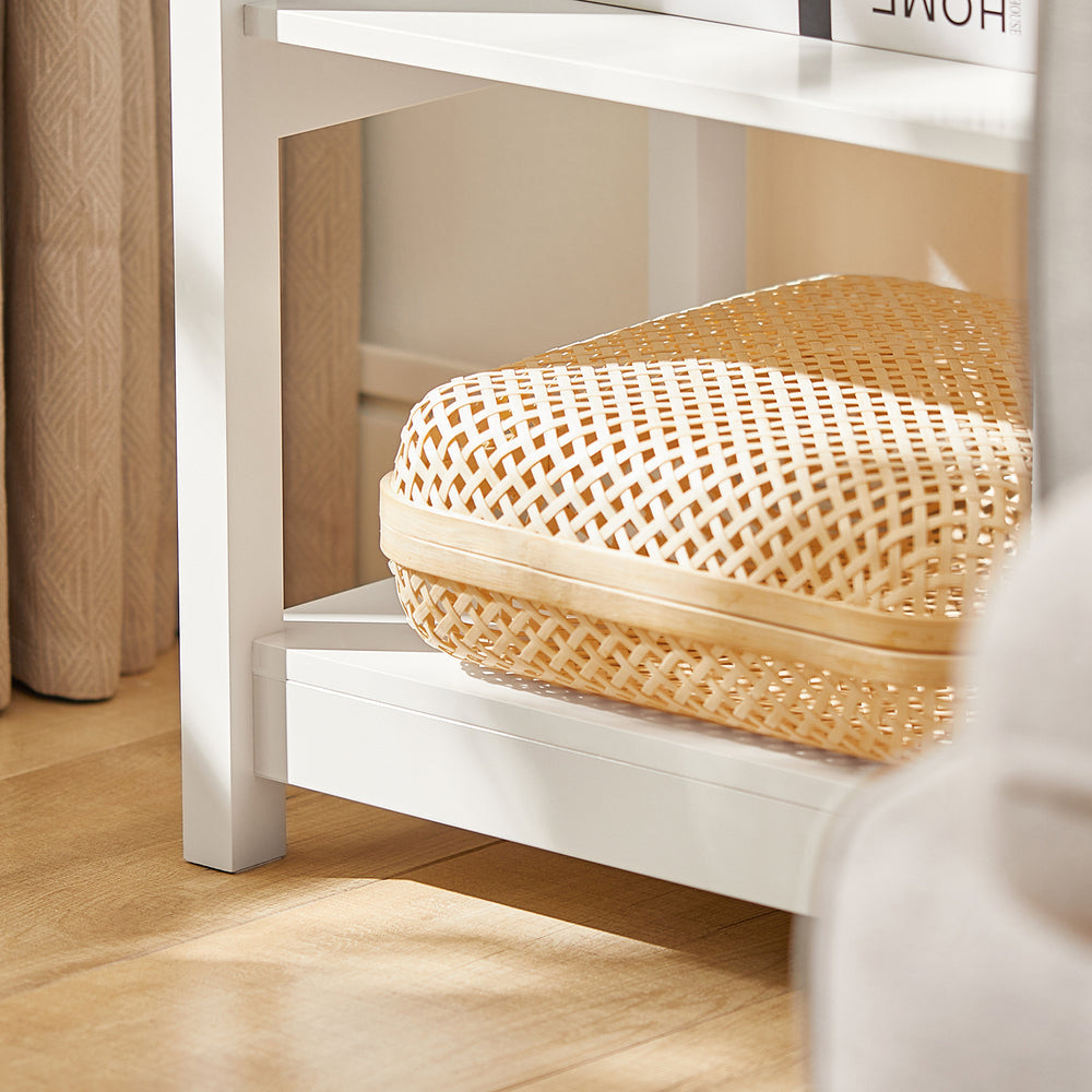 SoBuy FBT46-W Table de chevet - Blanc - 2 étagères - 1 tiroir - 45x68x30 cm