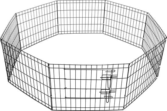 Springos Puppy Run - pliable - 8 panneaux - 160 x 60 CM - noir - Ø160 CM