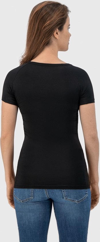 Anti Sweat Shirt - Fibershirts® - Coussinets d'aisselles cousus - Maillot de corps - Noir - Col rond - Femmes - Taille S