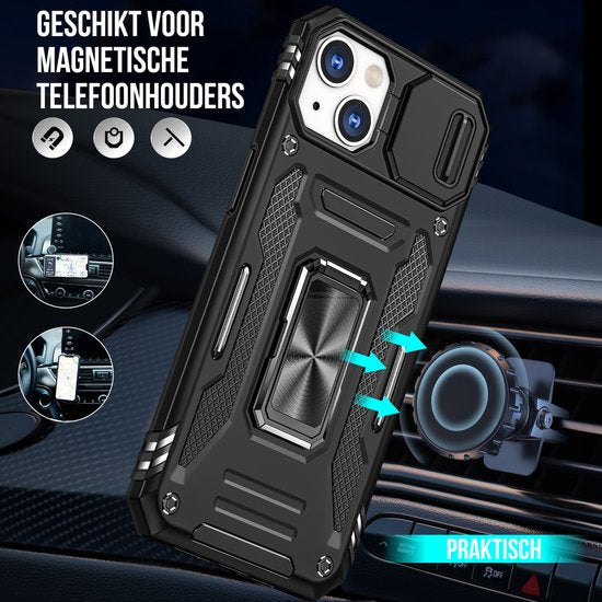 Étui Podec compatible avec l'iPhone 13 Mini - Étui anti-chocs hybride « Armor » avec support intégré et protecteur d'écran