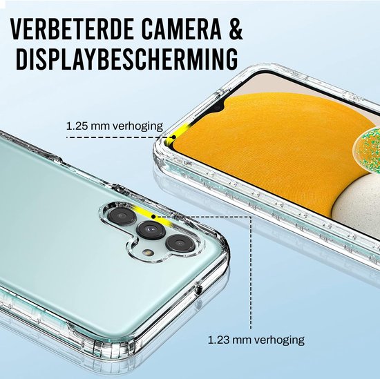 Étui 2-en-1 Podec avec protection d'écran, compatible avec le Samsung Galaxy A13 5G, étui transparent pour téléphone - Étui antichoc