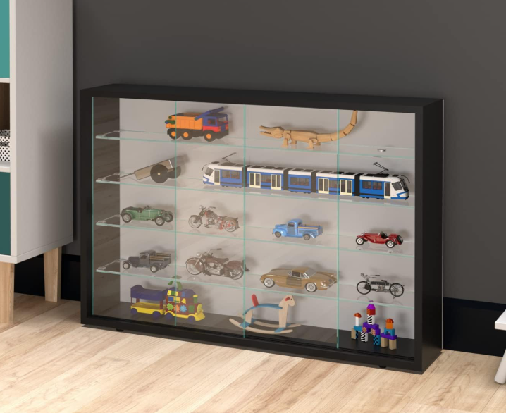 VDD Vitrine - Vitrine murale à portes coulissantes - 75 x 55 x 14 cm - Noir