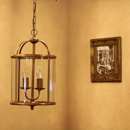 Suspension Pimpernel 5971BR bronze Ø 23 cm, lanterne classique de Steinhauer, hauteur réglable, verre et métal, pour usage intérieur