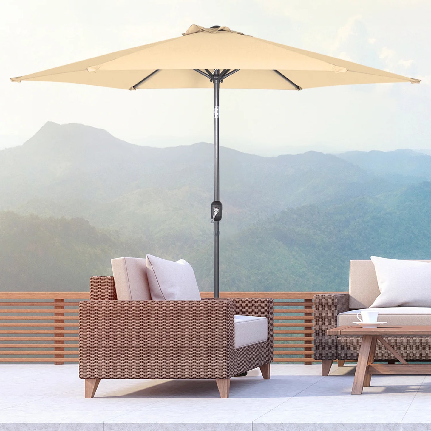 Angel Living, parasol suspendu rectangulaire de 300 cm - Parasol avec pied en croix et bras pivotant - Rouge