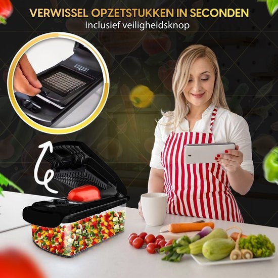 Toivo Kitchen Vegetable slicer - Multifunctional - Black - 11 in 1 Kitchen mandolin - Manual - Kitchen slicer - Onion slicer - Spiral slicer - Chips slicer - Grater