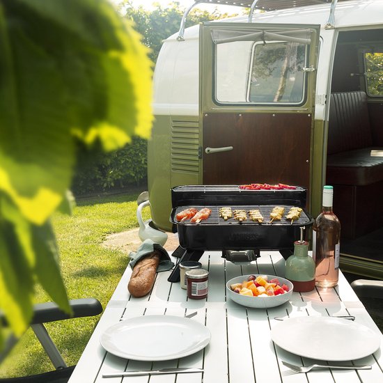 Barbecue hybride Princess 112252 – 2 000 W – Barbecue électrique ou au charbon de bois – Modèle de table compact – Idéal pour le balcon et le camping – 44 x 29 cm