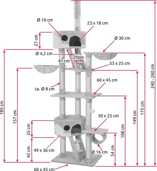 TecTake 401641 griffoir - Gris - 260 cm