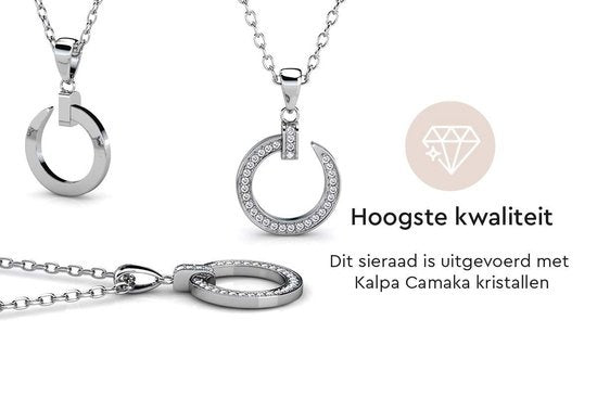 Yolora Collier Femme avec Pendentif Rond - Cristaux Kalpa Camaka - Argent - Plaqué Or Blanc 18K - Collier Femme Argent - Bijoux - Collier - Boîte Cadeau de Luxe - Boîte Cadeau - Boîte Cadeau - Bel Emballage Cadeau