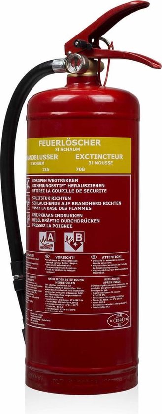 Smartwares FEX-15230 - Extincteur à mousse 3 L - Avec support de fixation - Classes d'incendie A et B - Certifié BSI