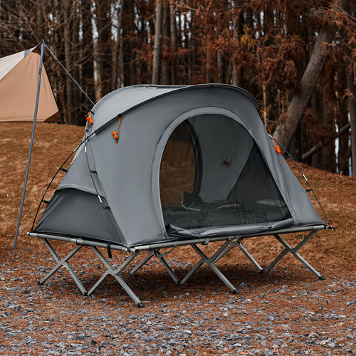 SoBuy Tente de camping - OGS60-L-HG - 2 personnes - pliable - lit inclus - 194 x 145 x 157 cm - gris