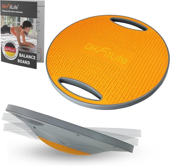 DH FitLife Planche d'équilibre, planche d'équilibre avec poignées, très grande taille Ø 42 cm, max. 200 kg, appareil d'entraînement à l'équilibre, planche d'équilibre de fitness pour adultes et enfants, mode d'emploi inclus (peut ne pas être disponible da