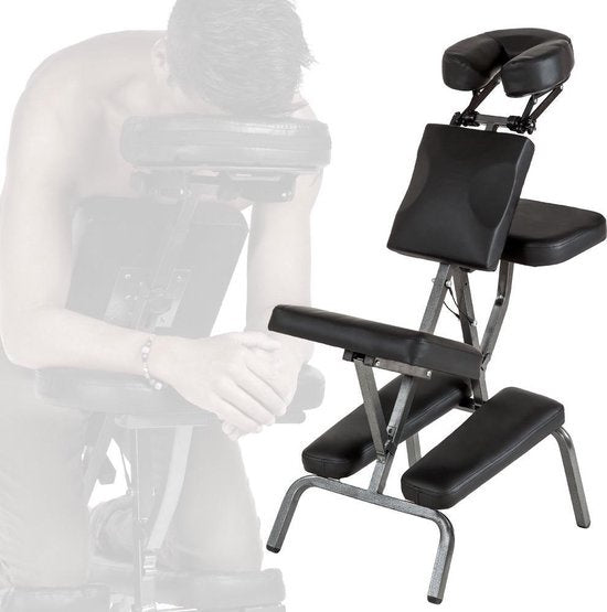 Fauteuil de massage Tectake - fauteuil de traitement avec revêtement épais noir - sac de transport noir inclus