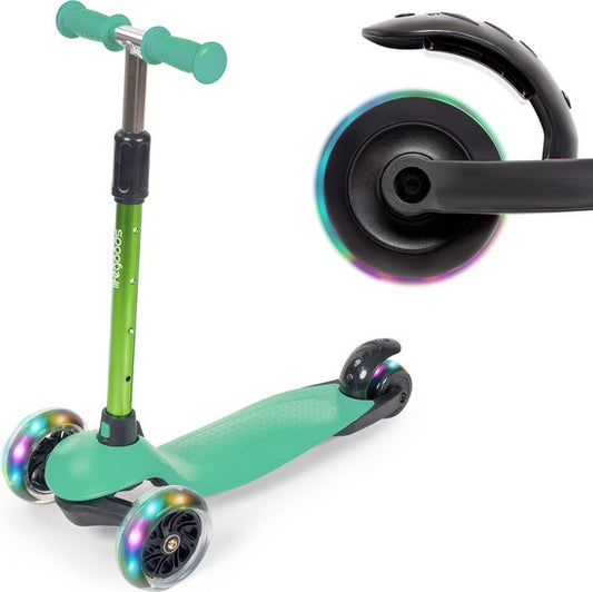 Trottinette enfants - LifeGoods - 2-5 ans - 3 roues LED lumineuses - Hauteur réglable - Vert