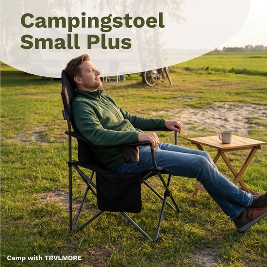 TRVLMORE Chaise de camping XXL - pliable - capacité de charge 160KG - sac de transport inclus - chaise pliante - chaise de pêche - chaise de camping - chaise pliante - noir
