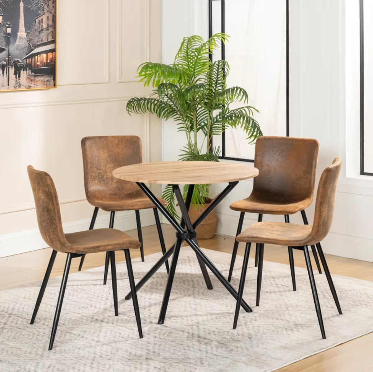 Ensemble de 4 chaises Urban Meuble - Chaises de salle à manger de luxe, gris, imitation fourrure - 44 x 54 x 87 cm