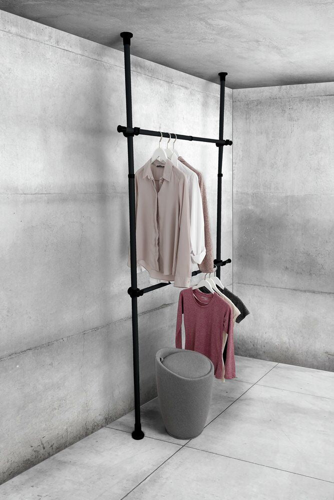 Tringles à vêtements WENKO Herkules noires - 2 pièces - Réglables de 75 à 120 cm