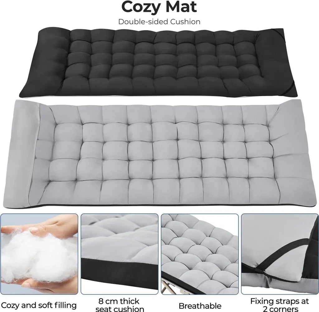 Lit de camp Yaheetech avec matelas 191 x 67 x 56 cm - Noir/Gris - Lit de camping pliable avec sac de transport