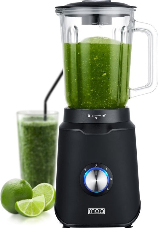 Blender - MOA - 1000W - Pichet en verre 1,5L - 3 vitesses + Pulse - Acier inoxydable