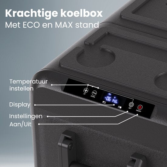 Auronic Electric Cool Box - Compresseur - Deux zones - 12V 230 Volt - Voiture - 55L - Frigobox - Noir/Gris