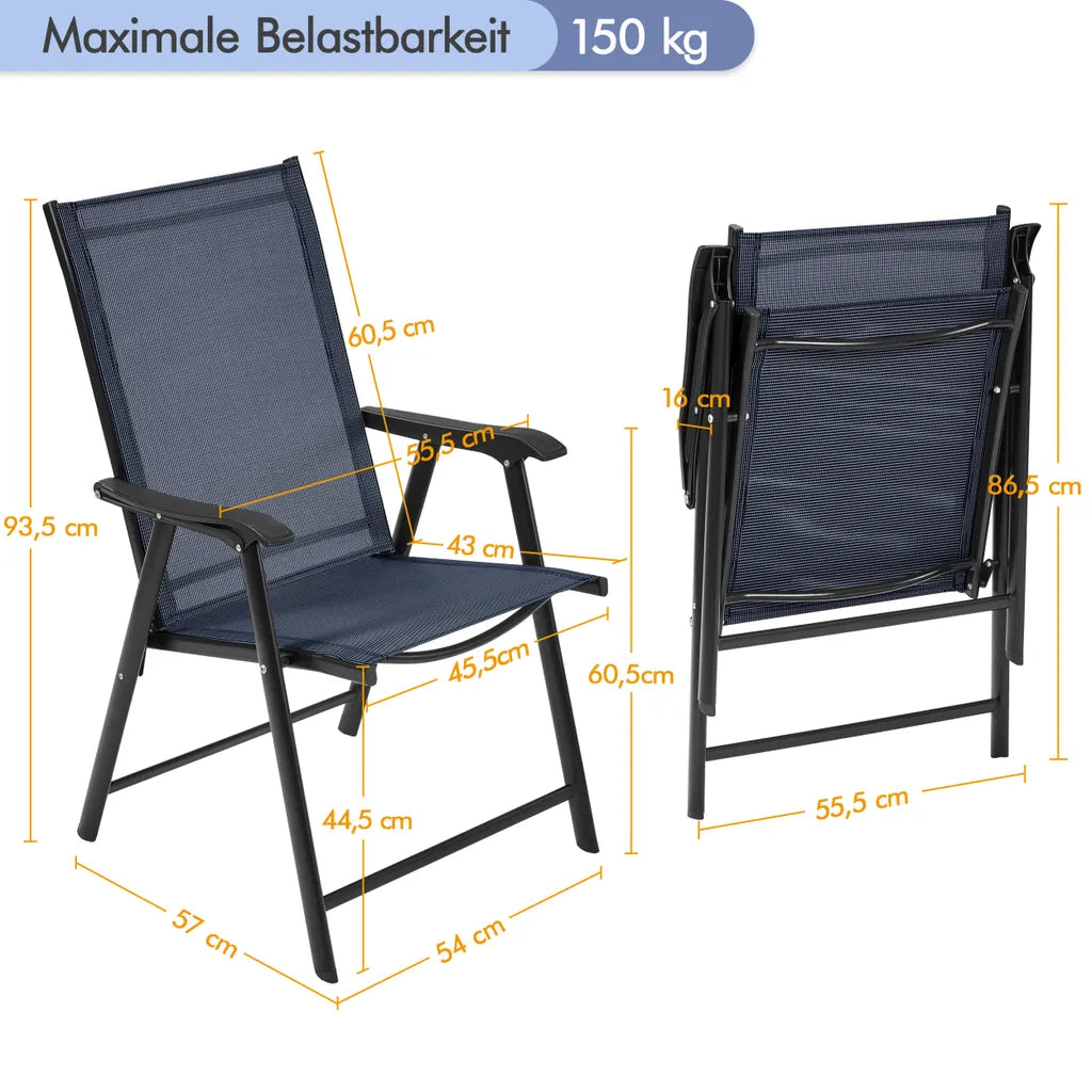 Yaheetech - Lot de 2 chaises de jardin pliables 54 x 57 x 93,5 cm - Bleu - Chaises pliantes avec accoudoirs et dossier haut