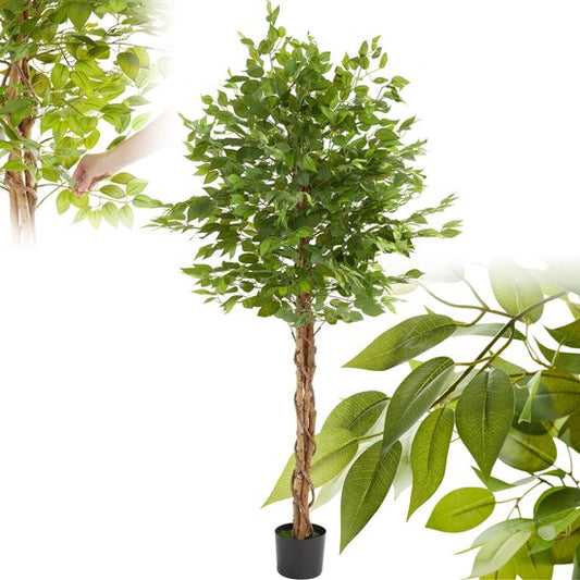 tectake® Arbre Ficus Artificiel - Plante Artificielle Véritablement Naturelle avec Feuilles Réalistes et Pot de Fleur Robuste - Facile d'entretien et Polyvalent - Hauteur : 180cm
