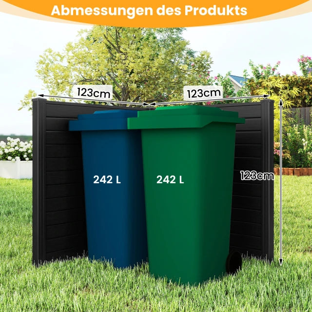 Coast Privacy Screen Black - Panneau de clôture extérieur en 2 parties avec poteaux métalliques au sol - 123 x 123 cm