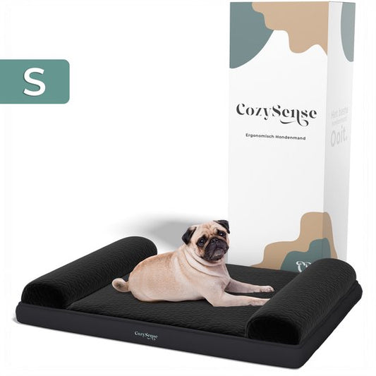 CozySense® Coussin orthopédique pour chien - 60 X 42 cm - Taille S - Imperméable - Convient comme coussin de banc et lit pour chien - Housse lavable - Noir