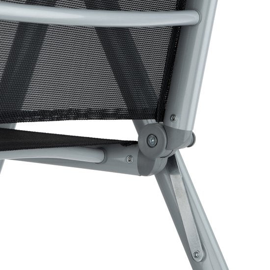 tectake® seat set aluminium folding chairs, lounge set with 6x chairs and 1x glass table dining table, garden furniture set weatherproof for balcony, garden chairs, patio furniture, lounger - silver