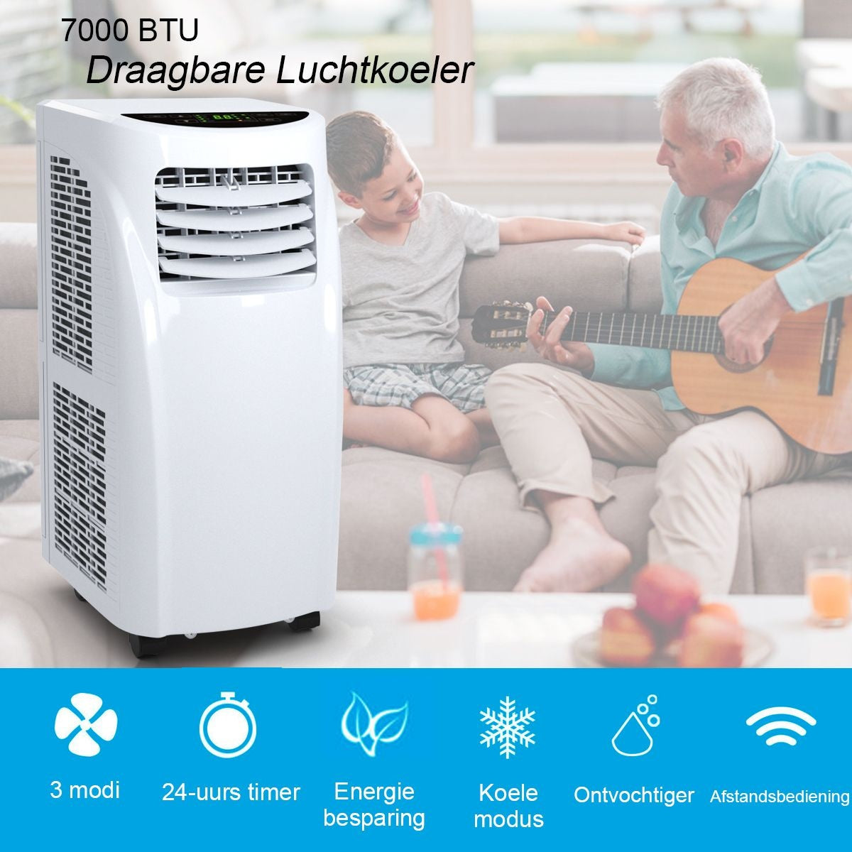 Coast - Climatiseur portable - 7000 BTU, 20 ㎡, télécommande - 32 x 36 x 62,5 cm - plastique - blanc