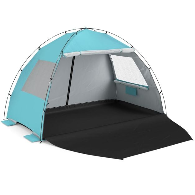 Coast Strandtent 260 × 150 × 160 cm – Abri de plage avec auvent, protection UV UPF 50+, fenêtres en filet et sac de transport – Bleu
