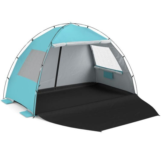 Coast Strandtent 260 × 150 × 160 cm – Abri de plage avec auvent, protection UV UPF 50+, fenêtres en filet et sac de transport – Bleu