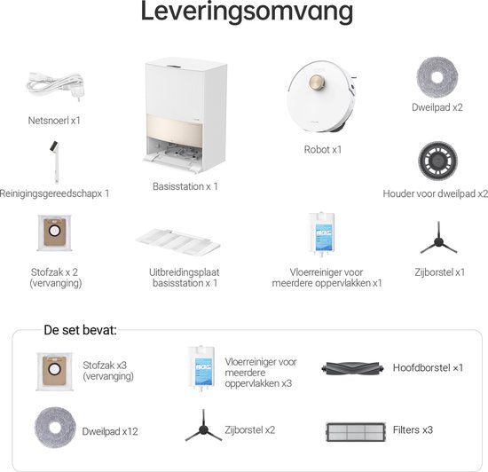 Dreame L20 Ultra Complete - Robot aspirateur avec fonction serpillière - Technologie de détection de la saleté - Nettoyage puissant des tapis - Convient aux poils d'animaux domestiques