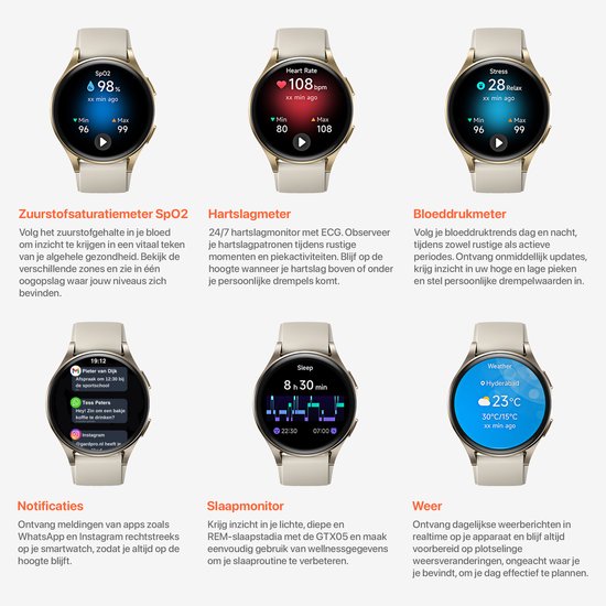Otiume Zenith GTX05 – Montre connectée – Écran AMOLED 45 mm – GPS – Appels via Bluetooth – Or